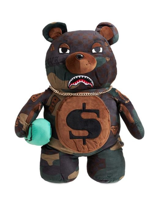 Sprayground Multicolor Checks & Camo Teddy Bear Backpack for men