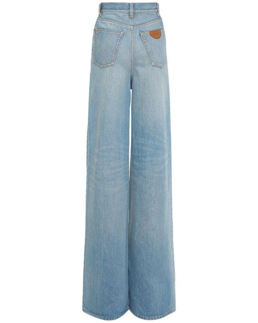 Chloé ストーンウォッシュドコットンデニムワイドジーンズ Blue