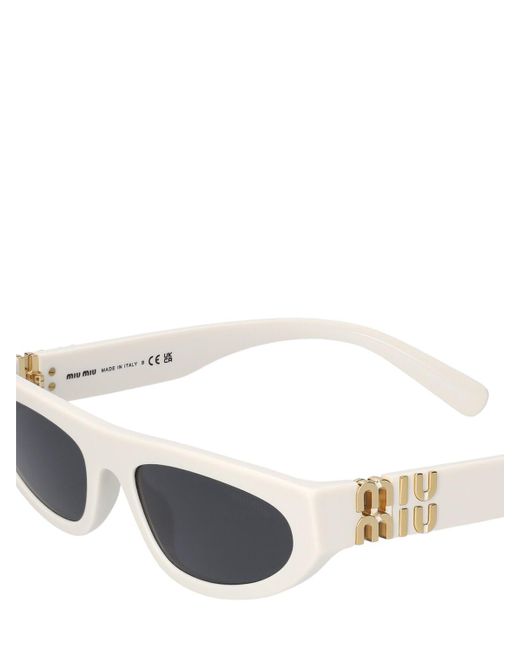 Miu Miu White Cat-eye Mask Acetate Sunglasses