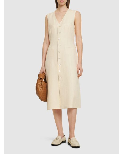Ralph Lauren Collection Natural Sleeveless Linen & Silk Dress