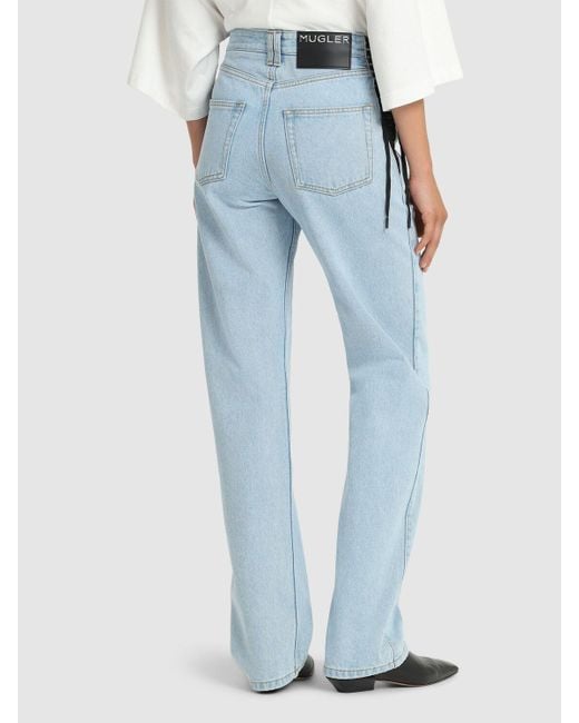Mujer Jeans Rectos Con Cordones Mugler de color Blue