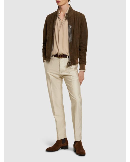 Tom Ford Natural Compact Cotton Chino Pants for men