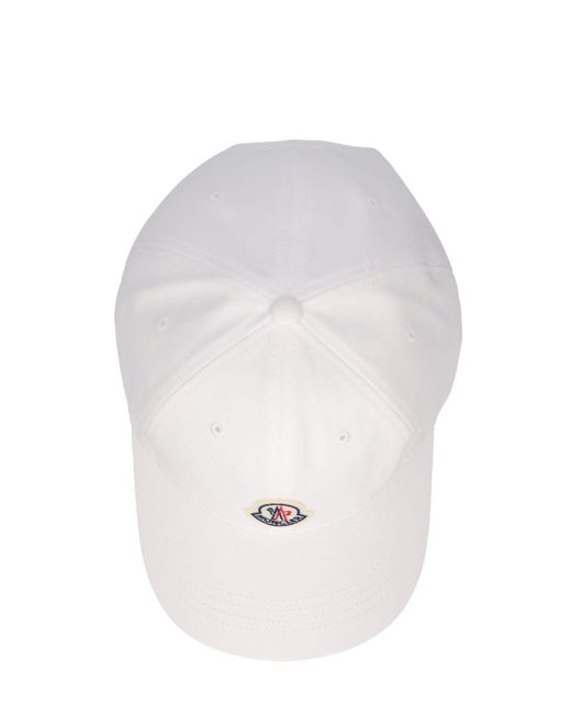 Moncler White Embroidered Logo Cotton Baseball Cap for men
