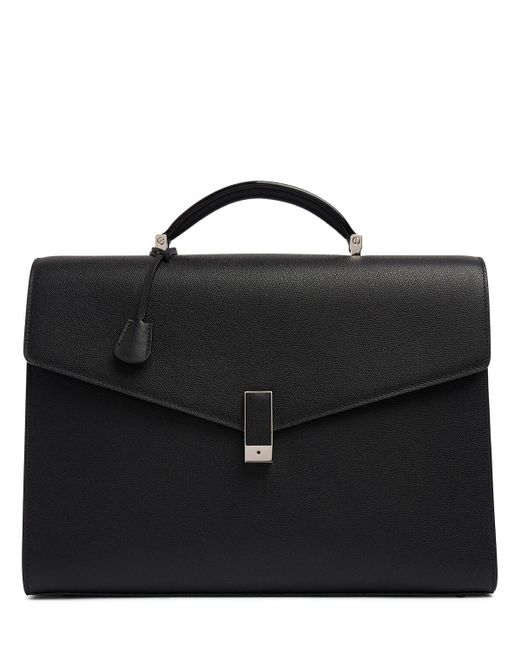 Valextra Black Iside Leather Briefcase for men