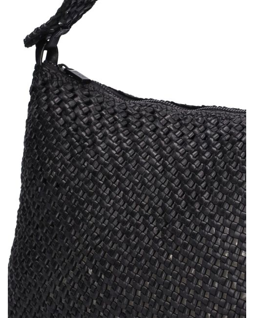 St. Agni Black Macramé Woven Leather Shoulder Bag