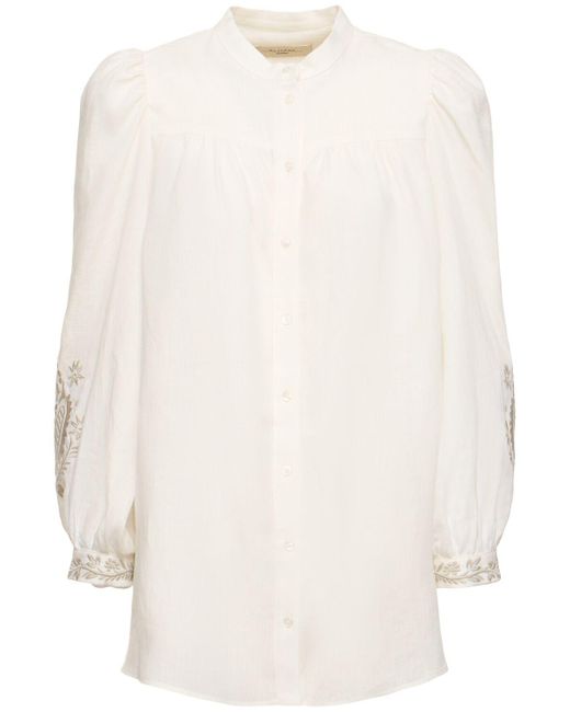 Weekend by Maxmara White Carnia Embroidered Linen Shirt
