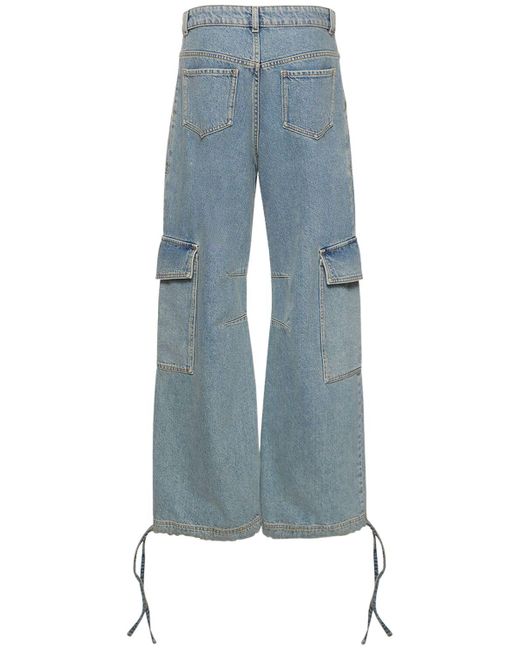 Jeans larghi cargo in denim di Moschino in Blue