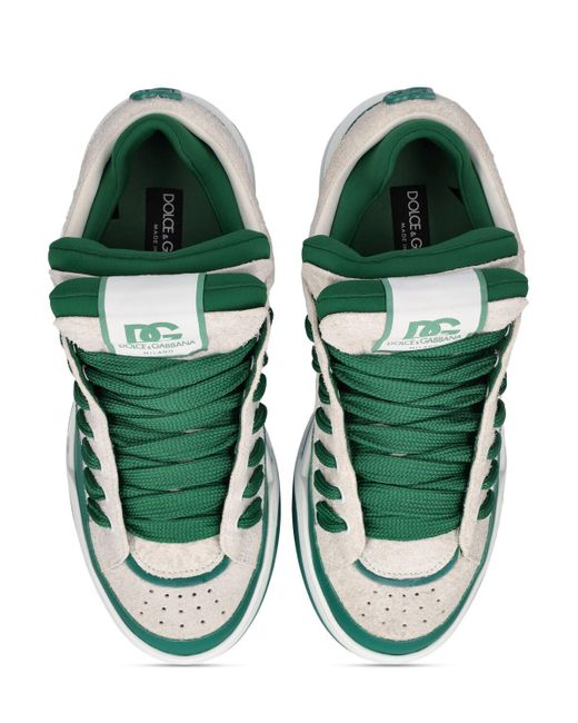 Dolce & Gabbana Green Mega Skate Suede & Leather Sneakers for men