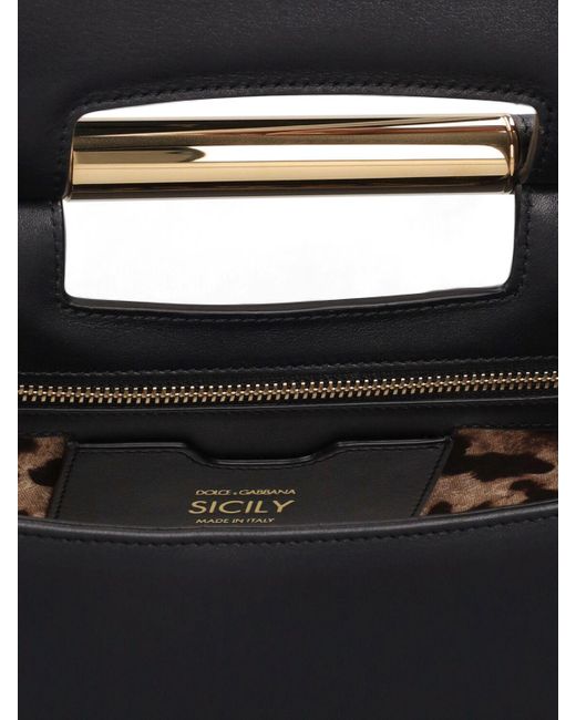 Dolce & Gabbana Black Sicily Elongated Leather Top Handle Bag