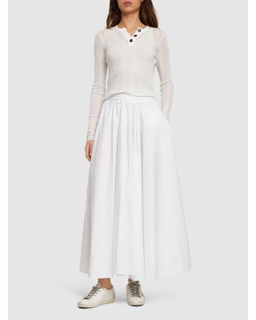 Aspesi White Cotton Poplin Midi Skirt