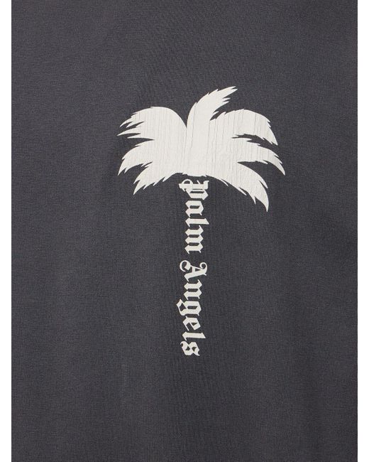 Palm Angels Black The Palm Print Cotton T-shirt for men