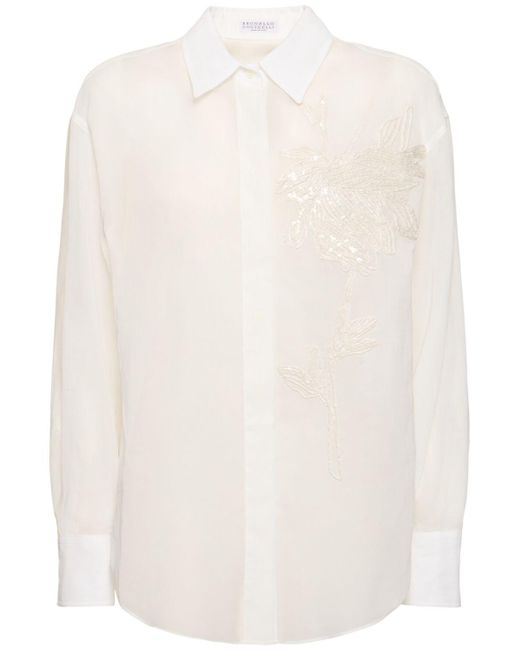 Brunello Cucinelli White Cotton Gauze Shirt