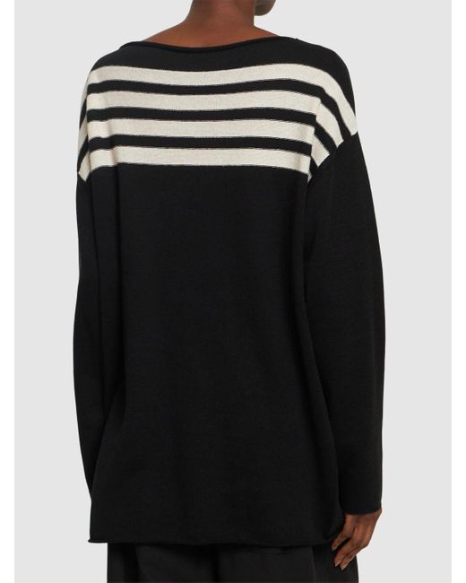 Yohji Yamamoto Black Oversize Jersey Boatneck Sweater