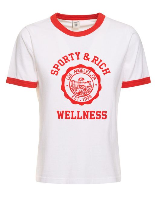 T-shirt floccata di Sporty & Rich in White