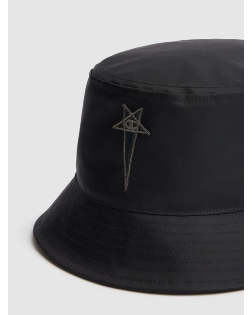 Rick Owens Black Logo Bucket Hat for men