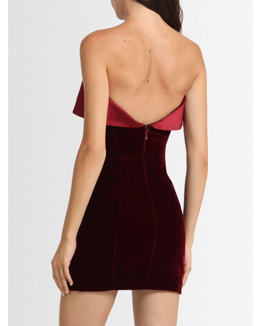 Mugler Red Strapless Velvet Mini Dress