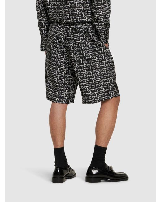 Burberry Gray All Over Print Silk Shorts for men