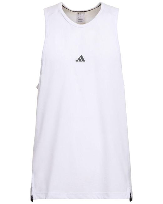 Adidas Originals White Yoga Tank Top for men