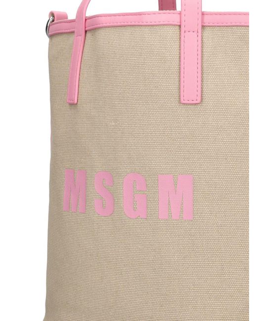 Borsa shopping piccola in tela di MSGM in Pink