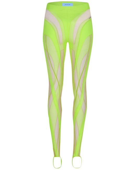 Mugler Multipanel Stirrup Spiral leggings in Green Lyst Canada