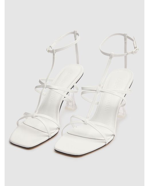 STUDIO AMELIA White 90mm Artemis Leather & Plexi Sandals