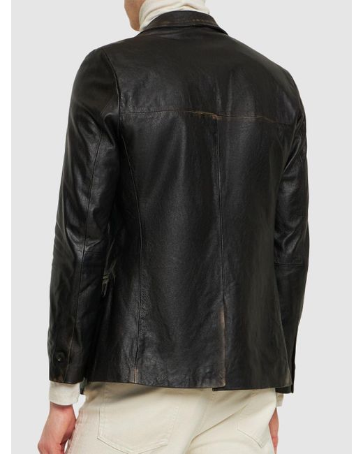 Giorgio Brato Black Bleached Leather Blazer for men