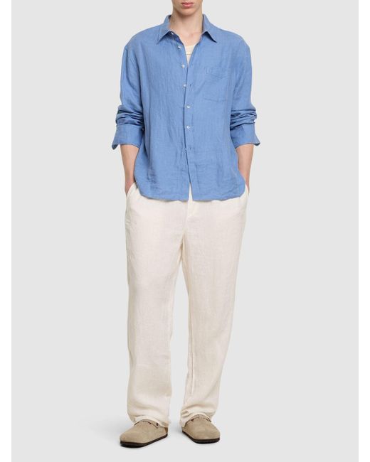 Aspesi White Garment-Dyed Lightweight Linen Pants for men