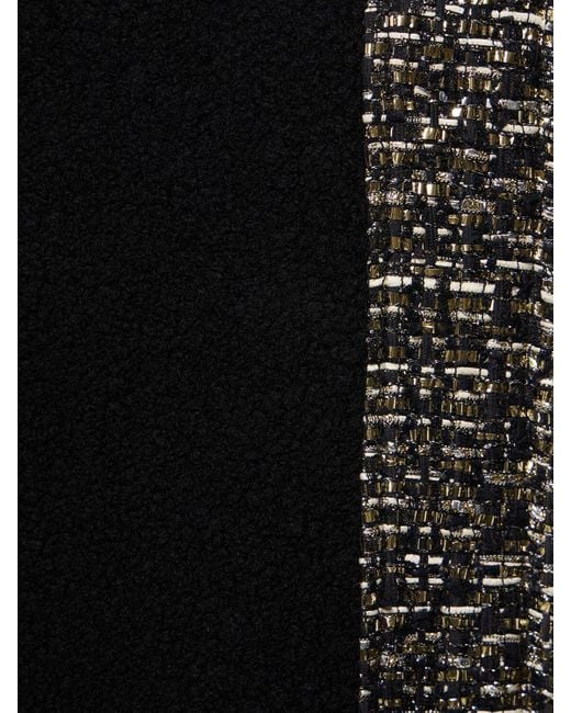 Giambattista Valli Black Lurex Tweed Collarless Coat