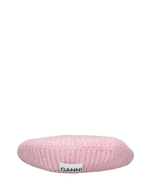 Ganni ウールブレンドベレー帽 Pink