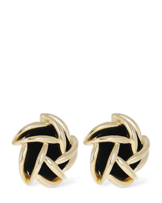 Saint Laurent Black Vintage Spiral Brass Earrings
