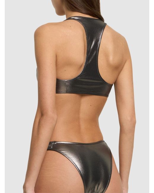 The Attico Gray Metallic Lycra Balconette Bikini Set