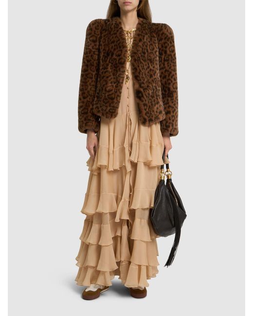 Femme Robe Longue En Georgette De Soie Chloé en coloris Natural