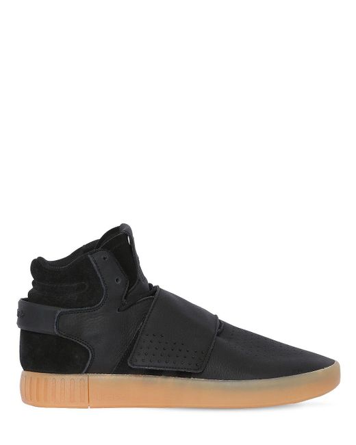 adidas tubular invader strap black leather