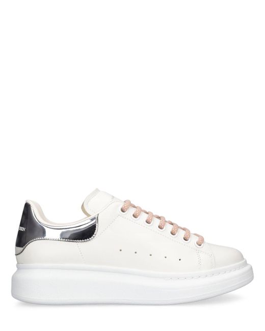 Alexander McQueen Natural Matte And Mirrored-leather Exaggerated-sole Sneakers