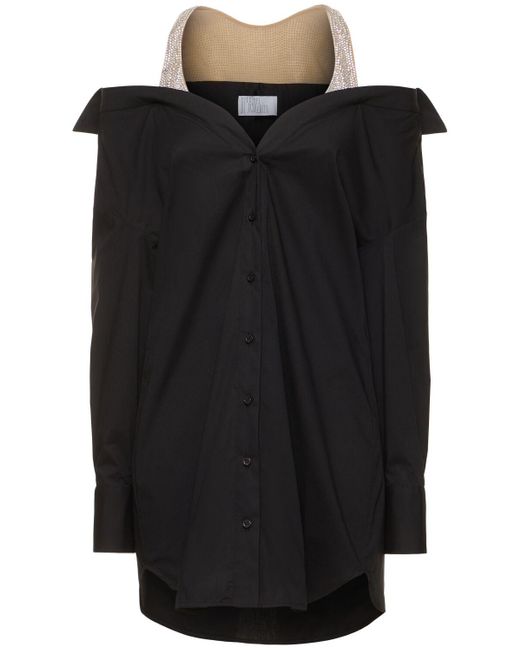 GIUSEPPE DI MORABITO Black Cotton Poplin Mini Dress