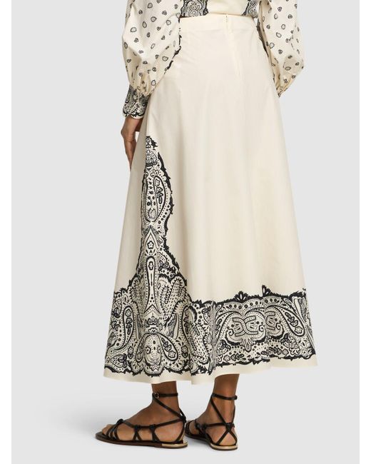 Chloé White Printed Cotton Poplin Long Skirt