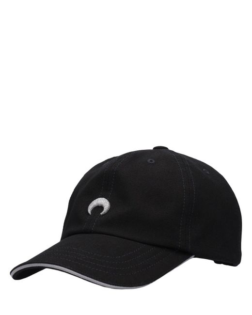 MARINE SERRE Black Logo Cotton Canvas Baseball Cap for men