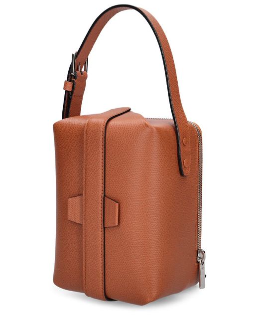 Valextra Brown Ledertasche Mit Griff "tric Trac"