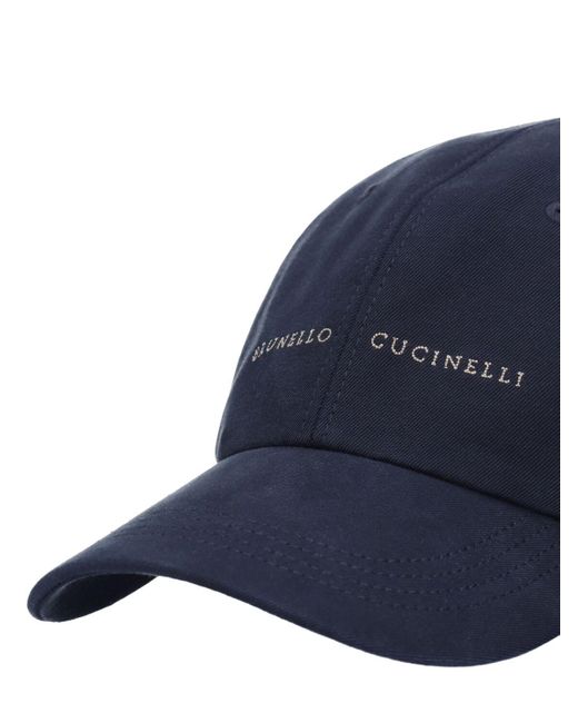 Brunello Cucinelli Blue Logo Cotton Baseball Cap for men