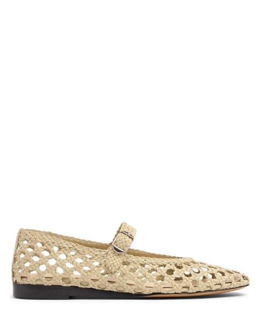 Le Monde Beryl White 10mm Woven Leather Mary Jane Flats