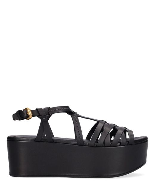 See By Chloé Black 60Mm Ortiz Leather Wedges