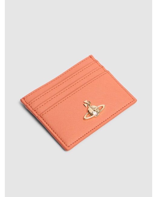 Porta carte di credito in pelle saffiano di Vivienne Westwood in Orange