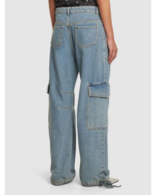 Moschino Blue Weite Cargo-jeans Aus Denim