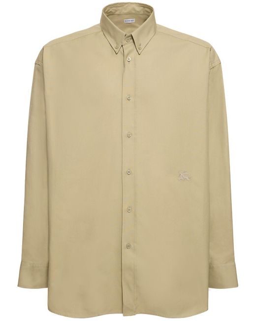 Camicia in cotone con logo di Burberry in Natural da Uomo