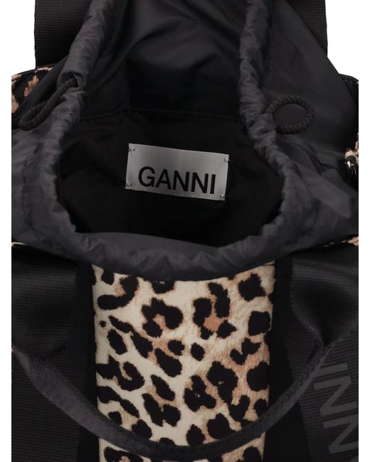 Petit sac cabas en polyester recyclé imprimé Ganni en coloris Black
