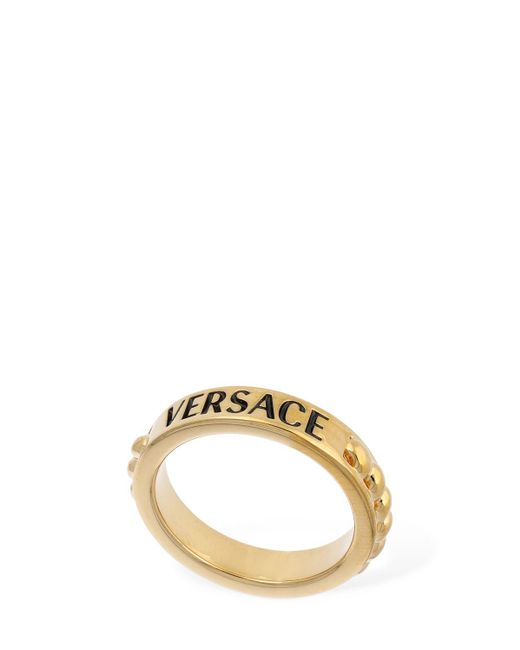 Versace Metallic Metal Logo Ring for men
