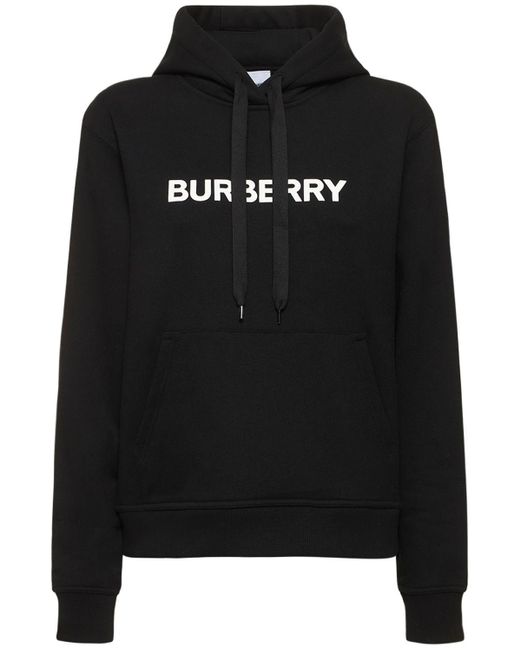 Burberry Poulter Logo Print Jersey Hoodie in Black | Lyst