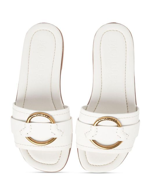 Moncler White 15mm Bell Leather Slide Sandals