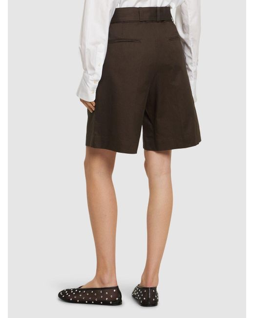 Shorts de lino de algodón Soeur de color Brown