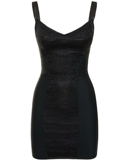 Dolce & Gabbana Black Satin Corset Mini Dress